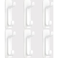 JORDAN&JUDY No-Drill Strong Adhesive Hooks, 6-Pack, Stainless Steel, Damage-Free, Over-Door Storage, White