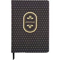 Jubiluu A5 Elegant Fabric Hardcover Lined Notebook - 96 Sheets (100g offset paper), Bookmark & Elastic Band - Classic Cream Ruled Journal for Writing, School, Office, and Gifts-Navy Dots