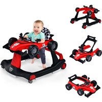 4-in-1 Baby Push Walker with Adjustable Height and Speed-Red