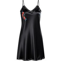 IZURIA lace v-neck black silk-like suspender dress L