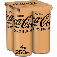 Coca-Cola vanillefrisdrank zonder suiker - 4 x 250 ml