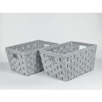 KEVAHOME SET OF 2 FELT WOVEN LARGE STORAGE BASKETS-LIGHT GREY 15x11x8.25"H