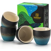 TEANAGOO Japanese Tea Cups, 5.6 Oz/ 160ml, Gradient Navy Blue, 4 Pcs/Box, H23, Asian Tea Cups Without Handles, Ceramic for Japanese & Chinese Tea, New Year Sale , Top gift picks