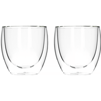 2 Pack 250ml Double Walled Tall Coffee Glasses Mugs Cups, for Coffee Tea Milk Juice Ice Cream Dessert, Borosilicate Heat Resistant Large Glass Cups, Microwave Safe, Ideal for Hot and Cold Drinks