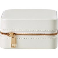 JOYFURNOS Travel Jewellery Box for Women, Small PU Leather Jewellery Organiser with Mirror, Portable Storage Case, Gift, White