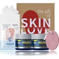 QUIYUM Foot Care & Maintenance Set (8pcs): Includes Urea Cream 100g×2, Foot Mask 35g×5, and a Foot File Stone.