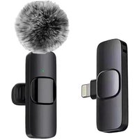 Verbex K9-Black Single Microphone, Wireless Mini Microphone for Live Streaming, Recording, and Interviews, Compatible with iOS Interface