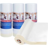 TAPEBEAR Upgrade Pre-Taped Masking Film Extra Thick, High Temp Tape and Drape 22" x 90', Plastic Cover for Automotive, Painting, Plastic Sheeting Masking Tape Film for Auto, floor, Furniture, 4rolls