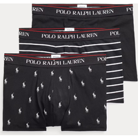 Ralph Lauren Classic Stretch-Cotton Trunk 3-Pack - Black/Black White Stripe/Black AOPP