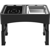 Blinkit 0159-3 Pet Adjustable Slow Feeder Bowl / Elevated Dog Bowl, Slow Feeder Bowl + Stainless Steel Bowl Combination, Four-Level Height Adjustable Foldable Design, Suitable for Dog and Cat Feeding and Drinking, Black/Gray