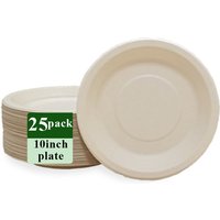Ruibamboo disposable bamboo fiber plate 10 inches 25pack