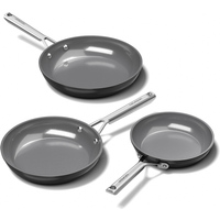 Naturepan 3-Piece Diamond Titanium Ceramic Frying Pan Set (20+24+28 cm) - Non-stick coating, PTFE/PFOA/PFAS-free - Heat-resistant handles - Suitable for induction hob and oven - Dishwasher-safe - Grey