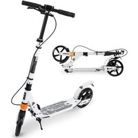 Scooter with 200mm PU Wheels, Adjustable Height, Max Weight Capacity 100kg, Suitable for Ages 10 and Above, for All Ages and Use, White