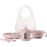 Bc Babycare Silicone Baby Feeding Set- Bowl/Plate/Cup/Fork/Spoon/Bib,BPA-Free Pink