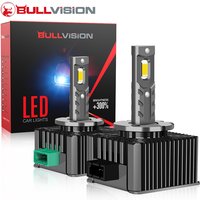 Bullvision D3S/R LED-lampen, 18000 lm helderheid, 1:1-ontwerp met koelventilator, Plug & Play, 6000K wit, 12V LED-lamp, 2 stuks verpakt