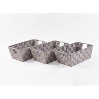 SET OF 3 PP WOVEN STRAP SMALL SHELF TOTE-MINK 12"X6.5"X4.5", New Year Sale , Top gift picks