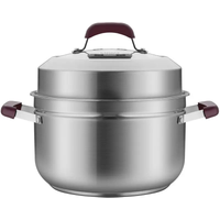 COOKER KING 304 roestvrijstalen antiaanbak-stoomsteelpan met dikke bodem en zeef, multifunctioneel gezond kookgerei, PFOA-vrij, 24 cm