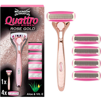 Wilkinson Rose Gold Shaver Set, Includes 1 Shaver + 4 Blades