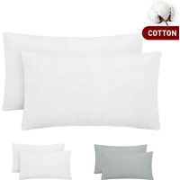 LeBonsoir Basics 50x75cm Pillowcases Set of 2, 100% Cotton, Soft and Breathable, Envelope Closure, White, Pillows Not Included