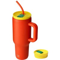 Bottle Bottle 40 oz Stainless Steel Vacuum Tumbler with Handle and Straw, Orange Ocean