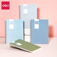 Deli spiraalschrift, A5 (148 x 210 mm), 80 vellen/160 pagina’s, 70gsm – perfect voor studenten, kantoor en journaling, 4-pack