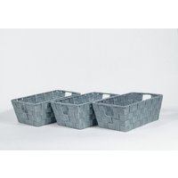 KEVAHOME SET OF 3 PP WOVEN STRAP SMALL SHELF TOTE-DBLUE 12"X6.5"X4.5"
