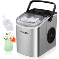 EUHOMY Countertop Ice Maker – Self-Cleaning Function – 9 Cubes in 6 Minutes – Portable Ice Cube Maker with Ice Scoop & Basket – For Home, Kitchen, Office, Bar