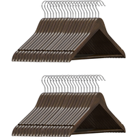 Ochama Wooden Hangers 20 Pack*2, Heavy Duty Coat Hangers with 360° Swivel Rust-Proof Hook and Smooth Polished Surface, 44.5x23x1.2cm Thick Sturdy Profile, Ideal for Suits, Jackets, Coats, Shirts, Trousers, Wardrobe, Closet, Yellow-Brown