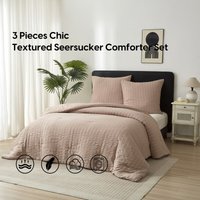 Meeallhome Seersucker-structuur Dekbedset 155x220cm/80x80cmx2 Khaki
