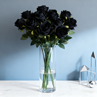 10Pcs 19.68in/50cm Artificial Rose,Realistic Bouquet of Long stemmed False Silk Roses,Simulated Rose,Suitable for Wedding Photography Props Furniture Decoration(black)