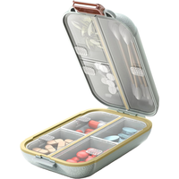 Portable Pill Organizer, Pill Box with 7 Compartments, Small Pill Case for Travel, Daily Medicine Pill Organizer with Air-Tight Lid, BPA-Free Material Pill Container (Green)