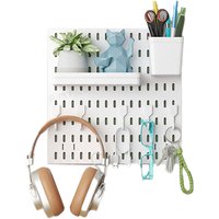 JORDAN&JUDY Organizer zonder boren, Vierkante bordset, Inclusief 30x30 cm gatenbord ×1, 8×10×9 cm opbergbeker ×1, 20×10×3,9 cm middelste plank ×1, 5,8 cm haken ×5