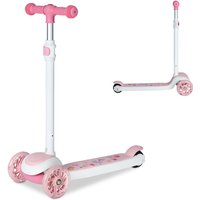 Neuleb balansstep met oplichtende wielen, extra brede voetplank, platform met 3 wielen, voetbediende rem, limiet 30 kg, kinderen en peuters meisjes of jongens, vanaf 3 jaar, roze
