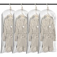 TAILI Hanging Vacuum Sealer Storage Space Saver Bags for Clothes, Suits, Coats or Jackets, 4 Pack Jumbo 53x27.6 Inches, Clear