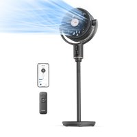 PELONIS 25,4 cm slimme wifi staande ventilator met afstandsbediening, ultra-stille 24 dB DC-motor, 3D-oscillatie en Alexa/iOS-bediening, turbo-luchtstroom met 7+9 bladen voor slaapkamer/kantoor (32 W energiebesparend), aangedreven door Midea