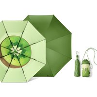 Beneunder BM397 drieledig opvouwbare zonwerende paraplu met versterkte zwarte coating, lichtgroen-perzikkleurig