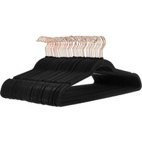 ANQI Velvet, Non-Slip Suit Clothes Hangers, Black/Rose Gold - Pack of 50