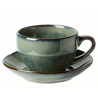 YumiPLUS Retro Green Coffee Mug with Dish Set of 1