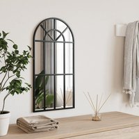 vidaXL wandspiegel 30 x 60 cm - zwart - van ijzer met boogvormig frame