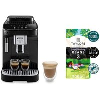 De’Longhi Magnifica Evo Fully Automatic Bean to Cup Coffee Machine - Black, with Milk Frother, ECAM290.21.B and Taylors of Harrogate Lazy Sunday Coffee Beans 200g