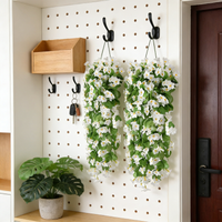 2PCS 30.7in/78cm Artificial Fake Hanging Flowers Plants for Outdoor Spring Summer Decoration, Faux Silk Violet Look Real Trailing Vines for Outside Home Planter Porch Patio(white)