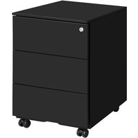 Ochama Afsluitbare mobiele archiefkast in Mat Zwart – 3 laden, voorgeassembleerd, voor documenten & kantoorbenodigdheden, 39 x 45,1 x 53,8 cm – compacte opberging voor kantoor of thuiskantoor