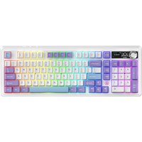 AJAZZ AK980 V2 draadloos mechanisch toetsenbord, 98% QWERTY-indeling, hot-swap gamingtoetsenbord met volumeknop en TFT-scherm, 10000 mAh batterij, bedraad/Bluetooth/2,4G, RGB-verlichting - Gift Switch V2/Sea Salt Purple