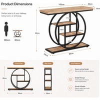Tribesigns 105CM Console Table, Industrial 4-Tier Sofa Table Entryway Table with Circle Base, Narrow Wood Accent Tables with Storage Shelves for Living Room, Hallway, Foyer, Light Brown