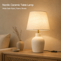 Mohheds Scandinavische keramische tafellamp, knopschakelaar stoffen lampenkap Ins moderne bureaulamp voor slaapkamer woonkamer interieurcadeau