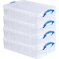 Really Useful Stackable Plastic Storage Box 24.5L Clear (Pack of 4)