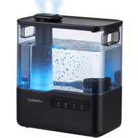 CONOPU 5 liter ultrasone luchtbevochtiger met bovenvulfunctie, dubbele 360°-sproeiers, aromatherapie-tray & 7-kleurige nachtlampje, ultrastille slaapstand, timer & automatische uitschakeling.