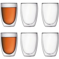 2 Pack 350ml Double Walled Tall Coffee Glasses Mugs Cups, for Coffee Tea Milk Juice Ice Cream Dessert, Borosilicate Heat Resistant Large Glass Cups, Microwave Safe, Ideal for Hot and Cold Drinks