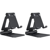 JORDAN&JUDY 2-Pack Black Aluminum Phone Stand, Adjustable Angle, Sturdy & Durable