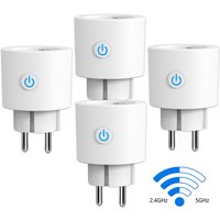 Antela wifi slimme stekker Alexa 2.4/5 GHz, met stroommeting, compatibel met Google Home en Smart Life App, 4 stuks